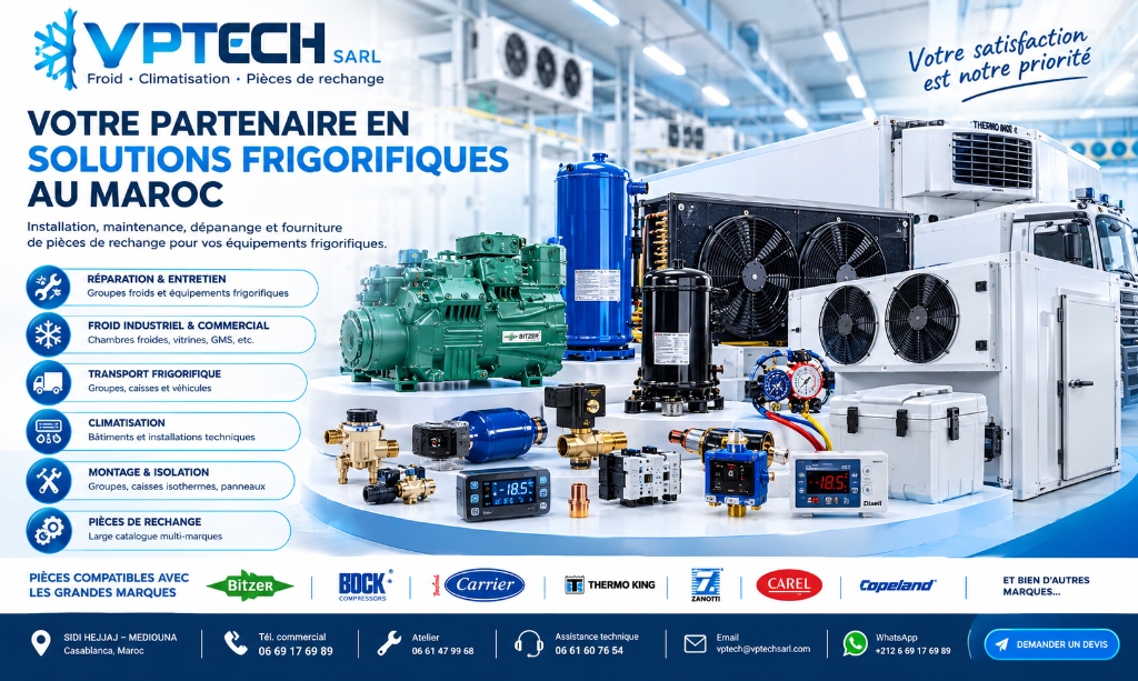 VPTECH SARL — Solutions frigorifiques, équipements et pièces de rechange au Maroc